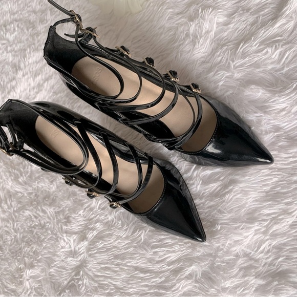 ASOS BLACK PATENT LEATHER HEELS STRAPPY SEXY - Picture 3 of 8